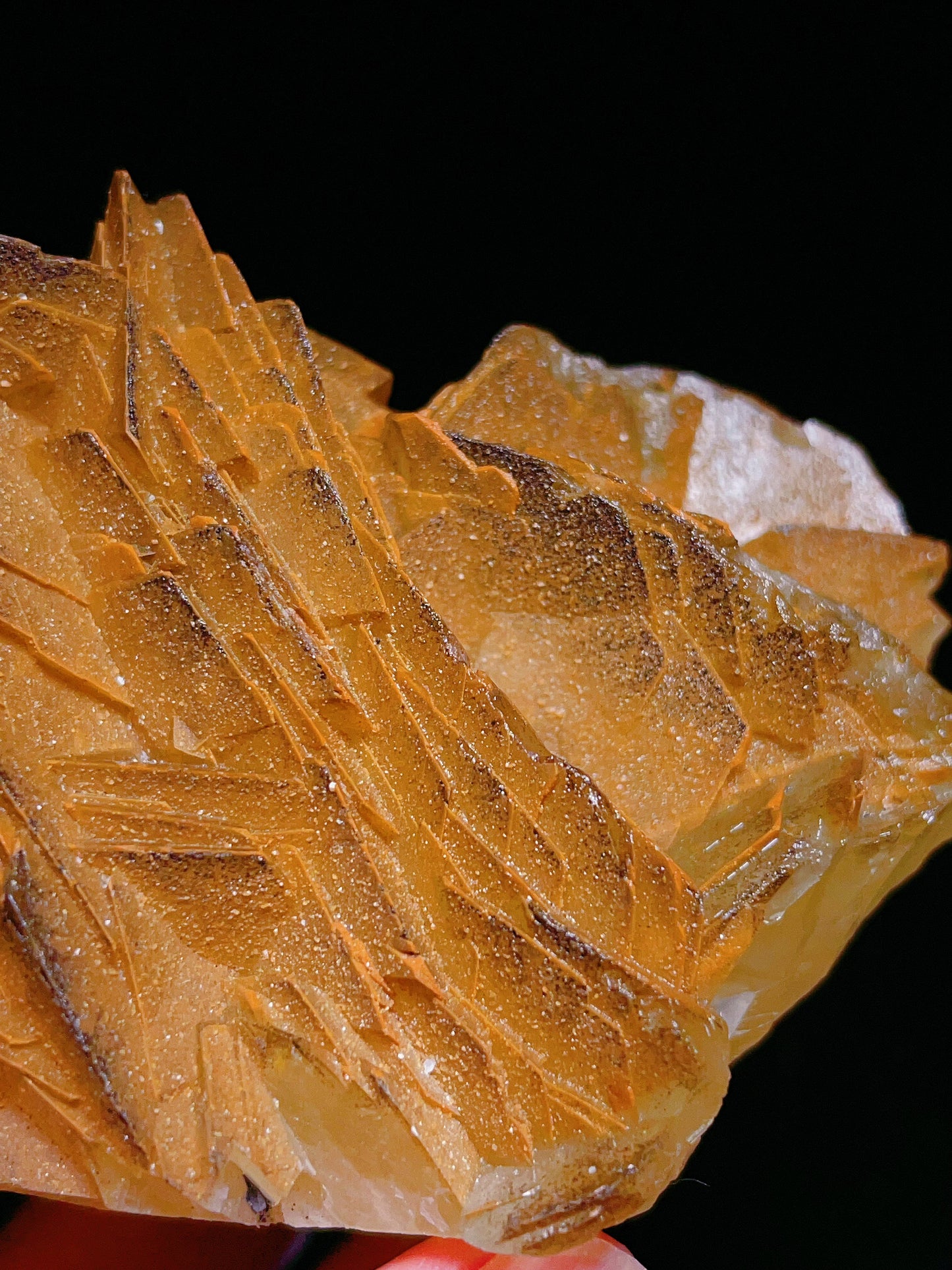 yellow black calcite specimen from Hubei China