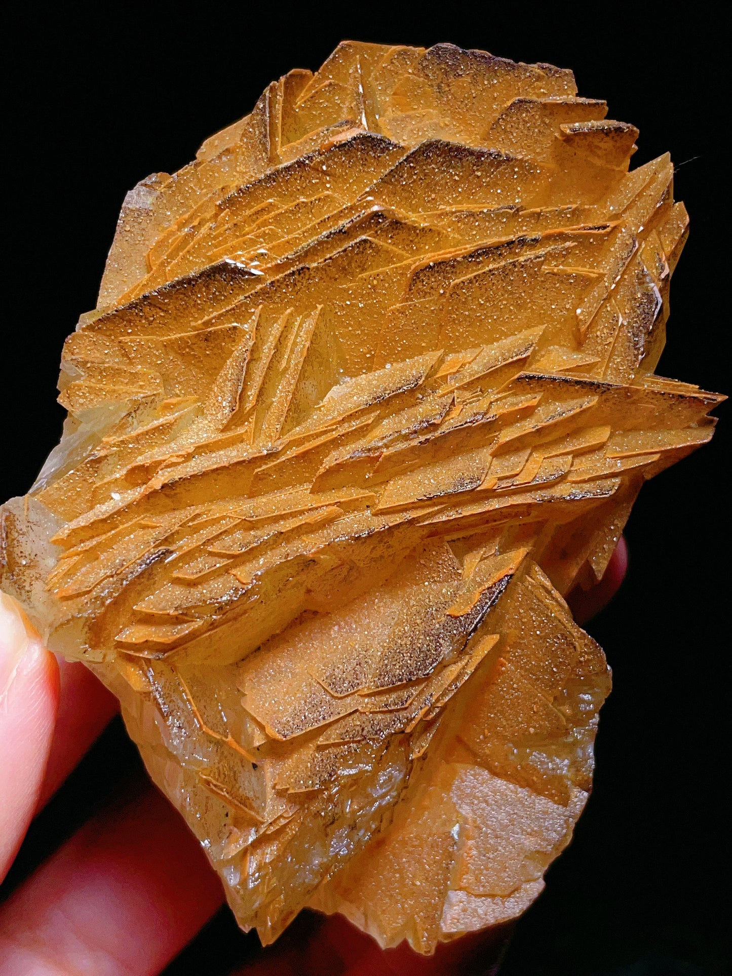 yellow black calcite specimen from Hubei China