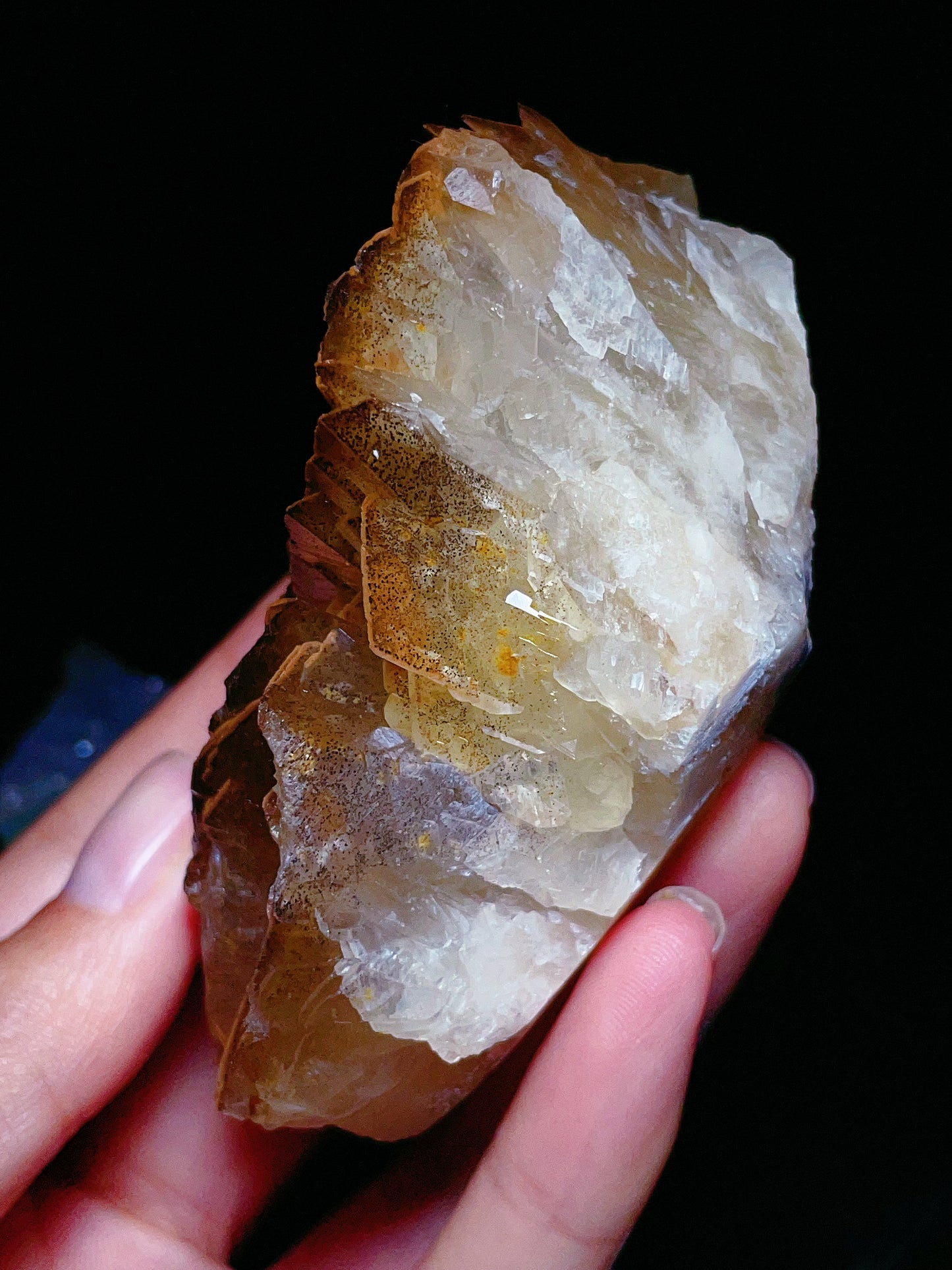 yellow black calcite specimen from Hubei China