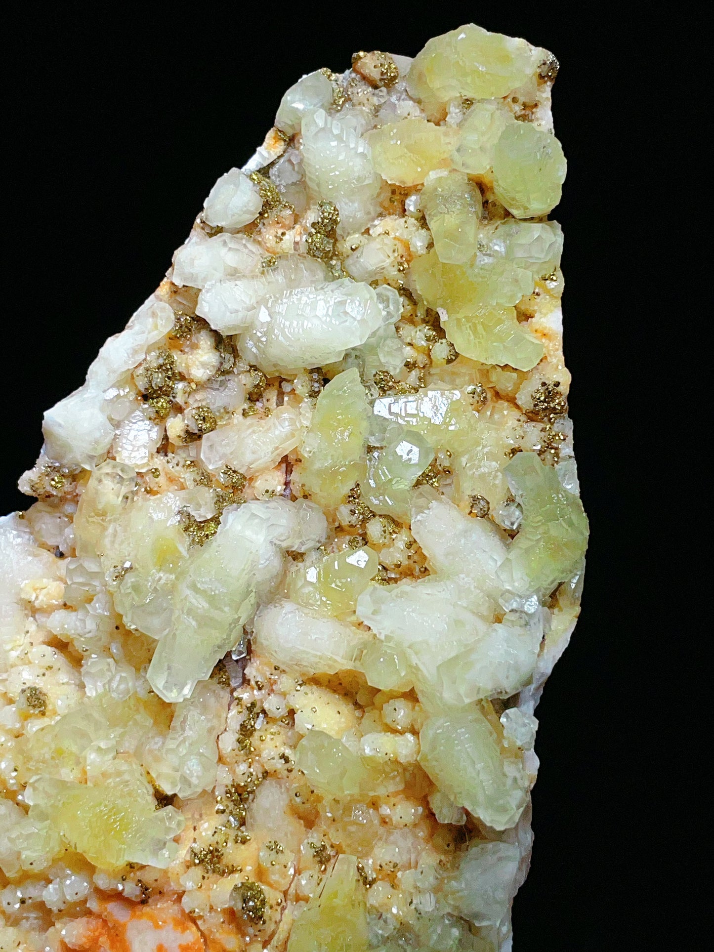 yellow calcite with pyrite specimen from Hubei China