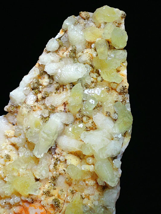 yellow calcite with pyrite specimen from Hubei China