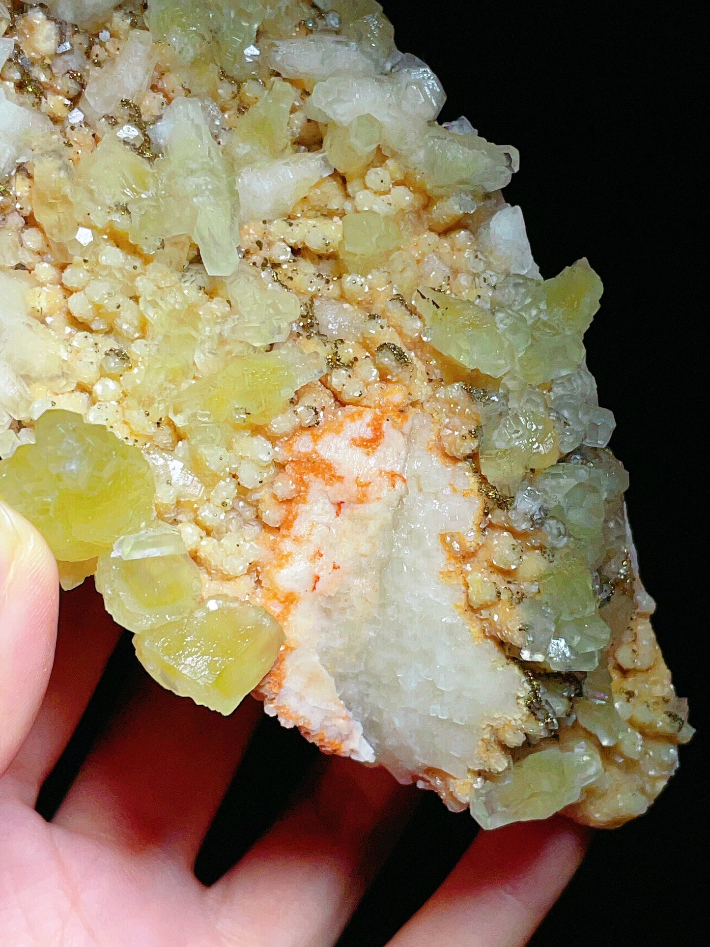 yellow calcite with pyrite specimen from Hubei China