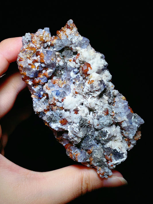 Spessartine Garnet with Fluorite & Calcite from Tian Shan Mine, Longyan, Fujian, China