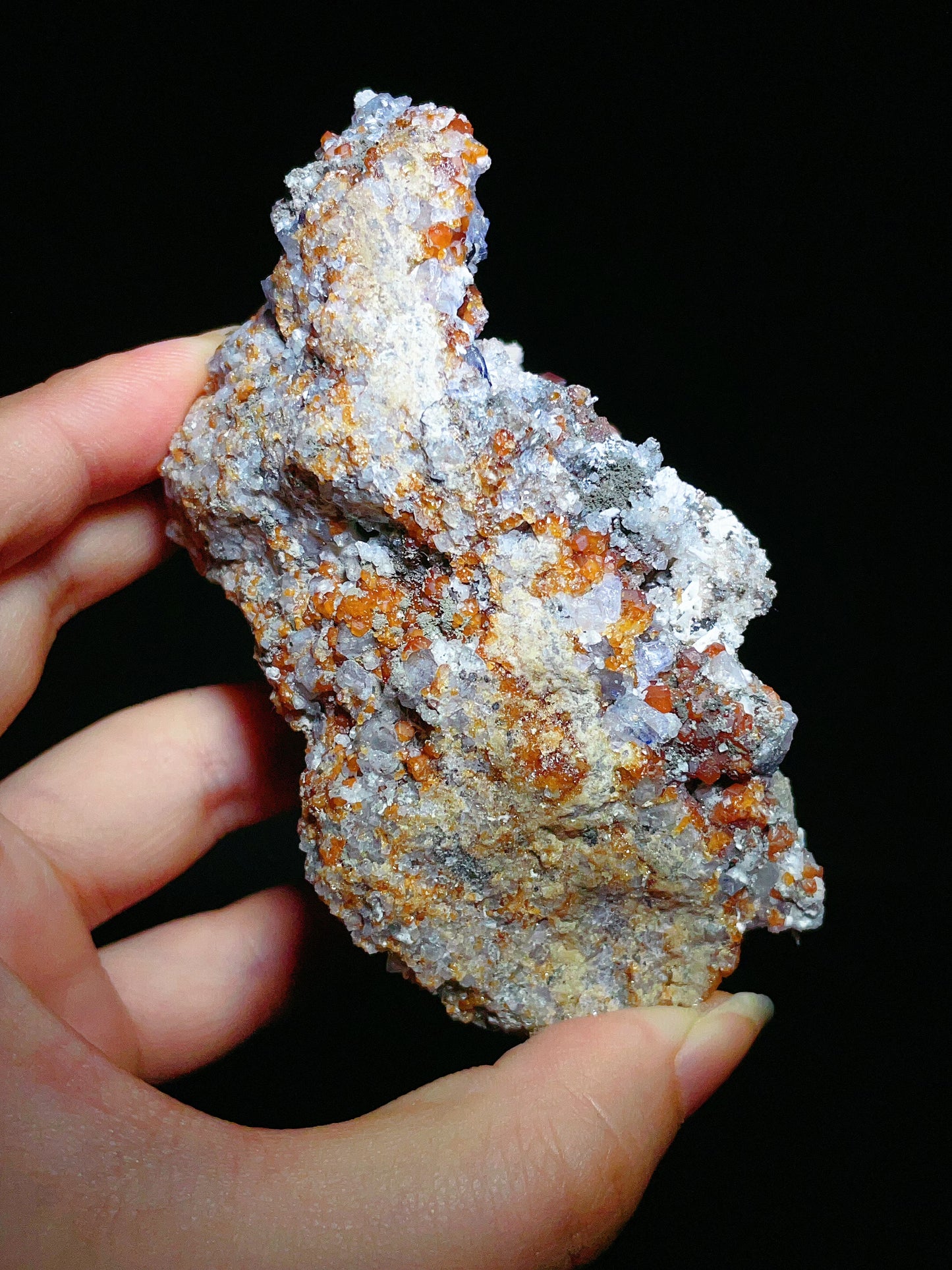 Spessartine Garnet with Fluorite & Calcite from Tian Shan Mine, Longyan, Fujian, China