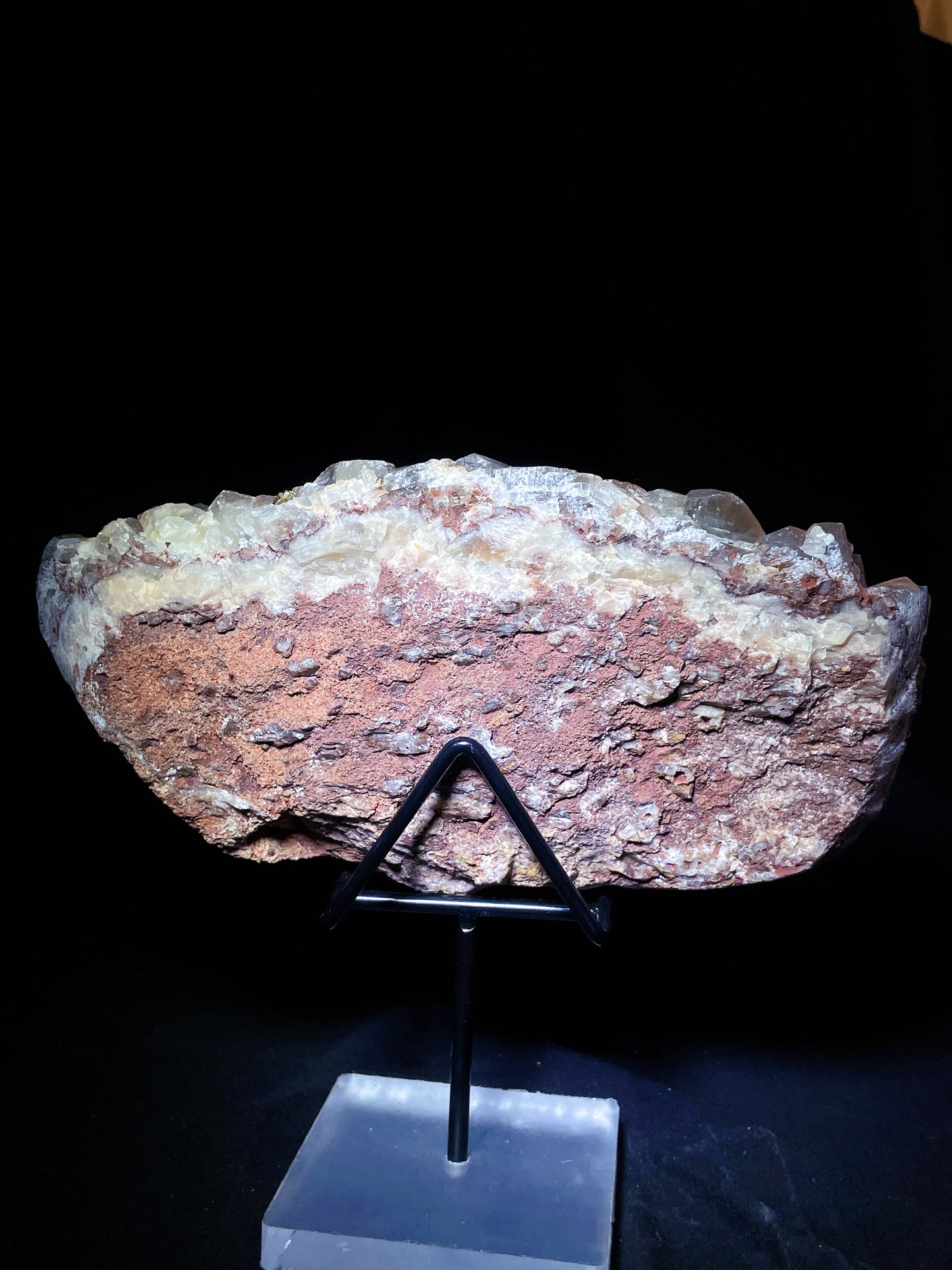 Hubei pink calcite with pyrite specimen