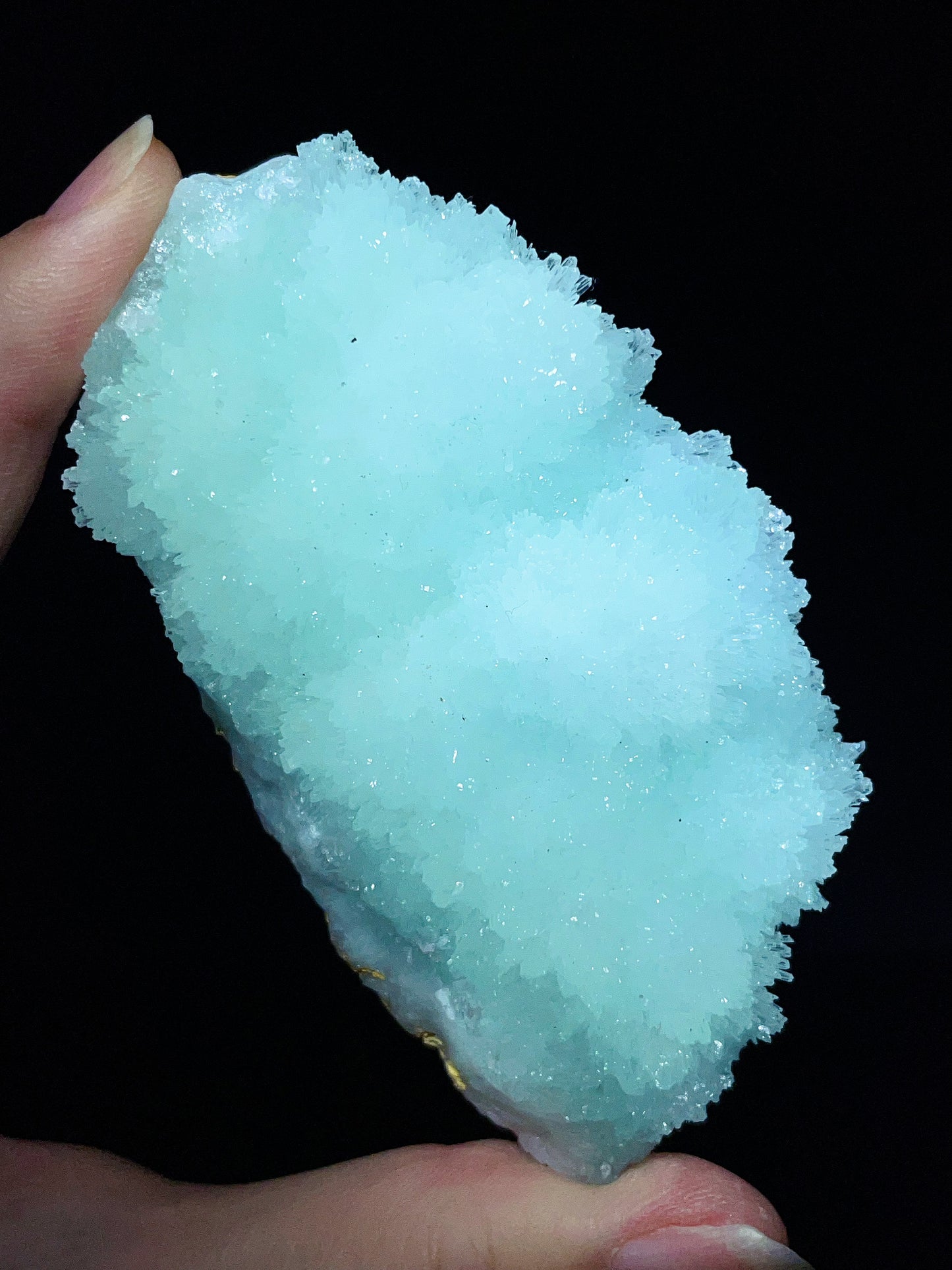 Blue-Green Aragonite from Wenshan, Yunnan, China.